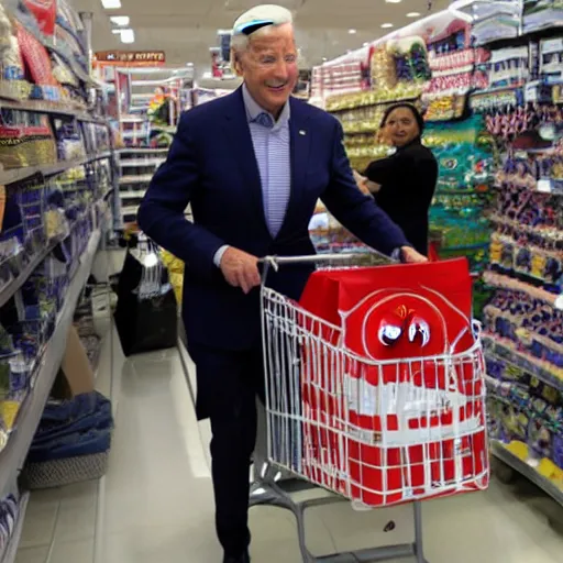 Prompt: Joe Biden shopping at target