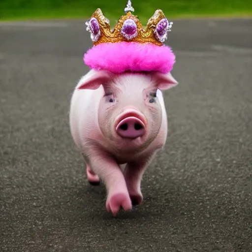 Image similar to walking pig wearing a crown in the style of my little pony