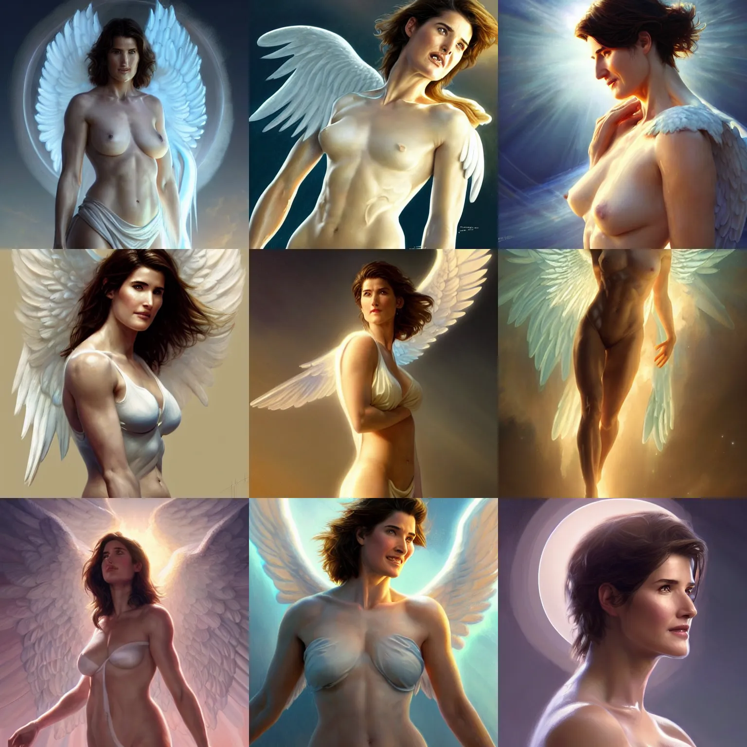 Prompt: cobie smulders as a heavenly angel, anatomy, bathing in light, highly detailed, digital painting, artstation, concept art, smooth, sharp focus, illustration, unreal engine 5, 8 k, art by art by artgerm and greg rutkowski and edgar maxence