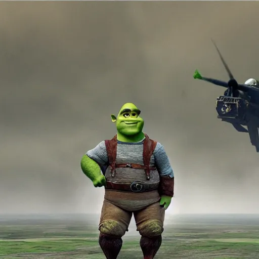 Image similar to Shrek in the Normandy landing
