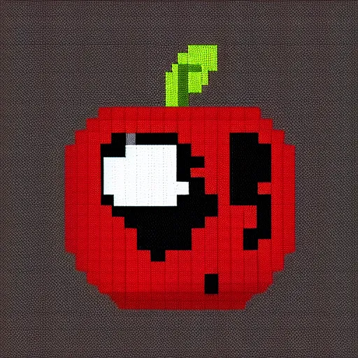 Image similar to an apple pixelated in red and black on a white background, pixel art by Mac Conner, reddit contest winner, pixel art, #pixelart, art, pixel perfect