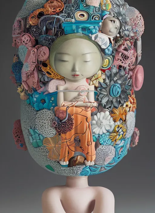 Prompt: a contemporary ceramic sculpture by victo ngai and hikari shimoda