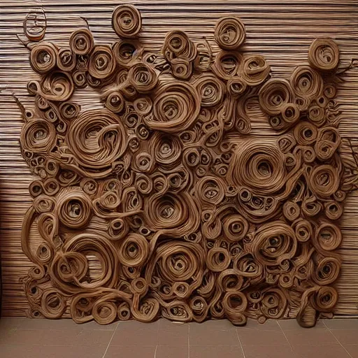 Image similar to tentacles made of brown corrugated cardboard, cut out of cardboard, realistic photography, fantasy