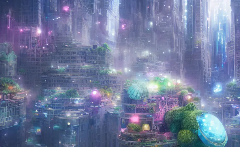 Prompt: city in a microscopic tardigrade, concept art, intricate details, highly detailed, photorealistic, disney pixar, octane render, iridescent, anime, 8 k