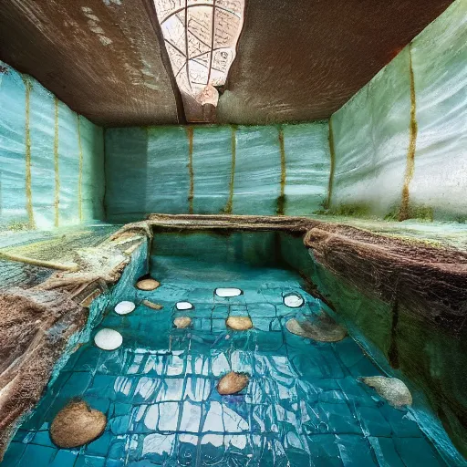 Image similar to photo of a bizarre oddly-shaped interior with shallow water everywhere