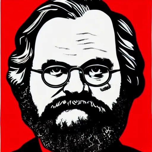 Image similar to a portrait of rainn wilson dressed as karl marx, in a soviet propaganda style, 4 k, ultra detailed, by shepard fairey