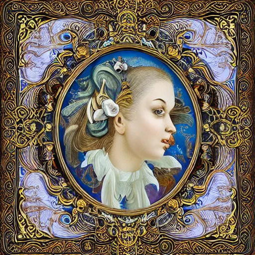 Image similar to hyperrealistic side portrait of a beautiful fish, intricate ornamental gothic rococo designs, heavily decorated,