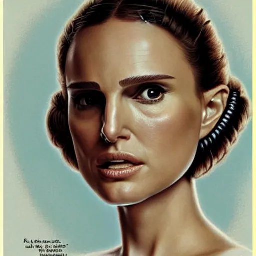 Image similar to natalie portman as princess leia in star wars, by jean - baptiste monge