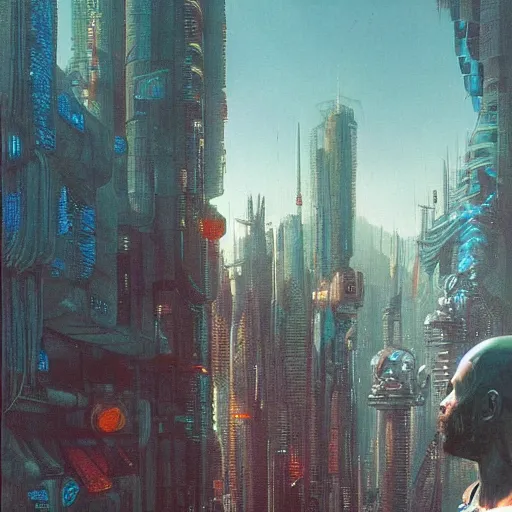 Prompt: giant underwater cityscape, cyberpunk 2 0 7 7 and beksinski art style, highly detailed 7 0 s scifi painting