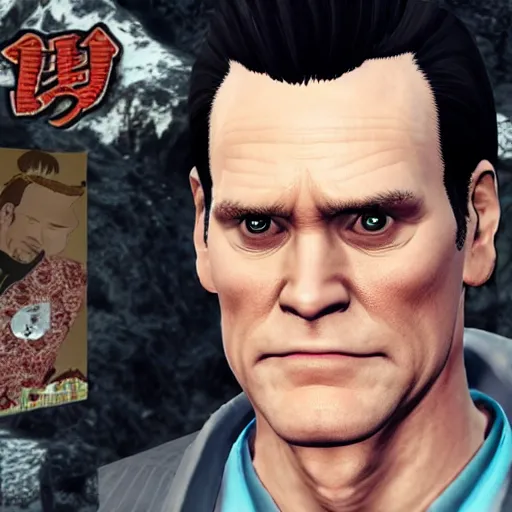 Prompt: jim carrey in the yakuza game