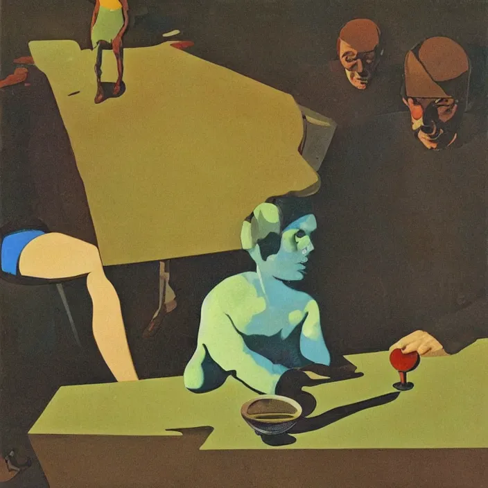 Image similar to child of the flat rocks under the table. painting by karel thole, frank sedlacek