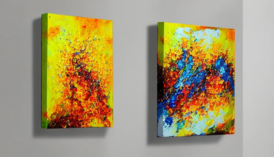 Image similar to nuclear explosion, painting on canvas, watedrops, water droplets, acrylic painting, acrylic pouring, painting, influencer, artstation - h 8 0 0