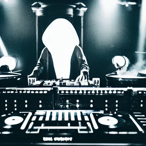 Prompt: a ghost on the dj decks