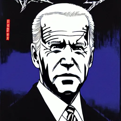 Image similar to Joe Biden looking sinister, by Tsutomu Nihei, highly detailed