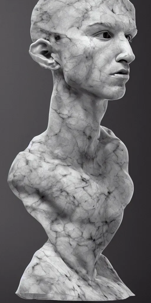 Prompt: a sculpture made out of marble!!! different realm, cinematic, dark fantasy, acrylic palette knife, high detail, hyper realism, ray tracing, 4 k resolution, 8 k resolution, full hd, by michelangelo