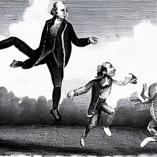 Image similar to george washington jumping on a trampoline