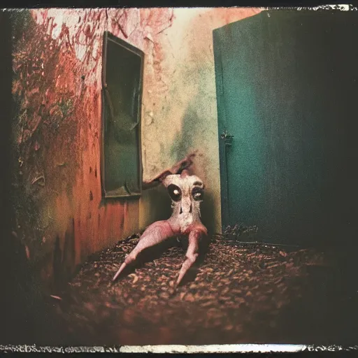 Prompt: kodak portra 4 0 0, wetplate, photo of a surreal artsy dream scene, horror, animal, carneval, grotesque