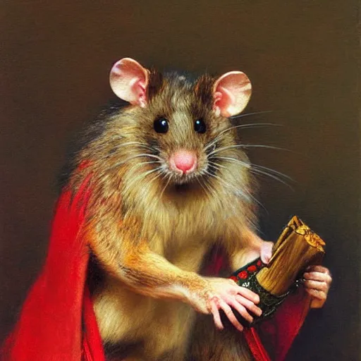 Image similar to a portrait of a furry rat splinter wearing a red kimono, hairy, furry body, furry arms, feet, tail. highly detailed painting by gaston bussiere, craig mullins, j. c. leyendecker, furry