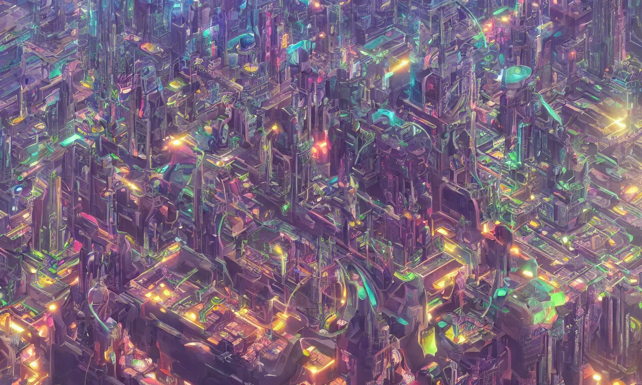 Image similar to futuristic city, illustration painting, oil on canvas, intricate, portrait, detailed illustration, hd, digital art, overdetailed art, concept art, complementing colors, detailed, illustration painting by alex gray, digital art, overdetailed art, concept art, complementing colors rendered by beeple, syd meade