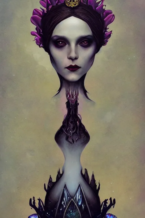 Image similar to jeweled Crown, other worldly, cruel and dark, art nouveau, by Anato Finnstark, Tom Bagshaw, Brom