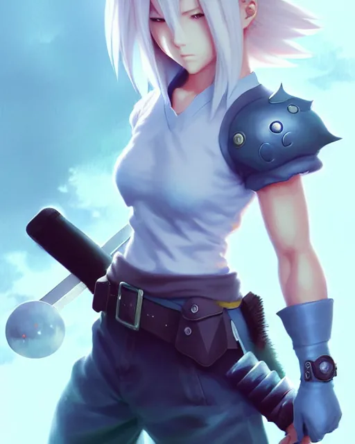 Prompt: cloud ( final fantasy 7 ), portrait shinkai makoto studio ghibli studio key hideaki anno sakimichan stanley artgerm lau rossdraws james jean marc simonetti elegant highly detailed digital painting artstation pixiv