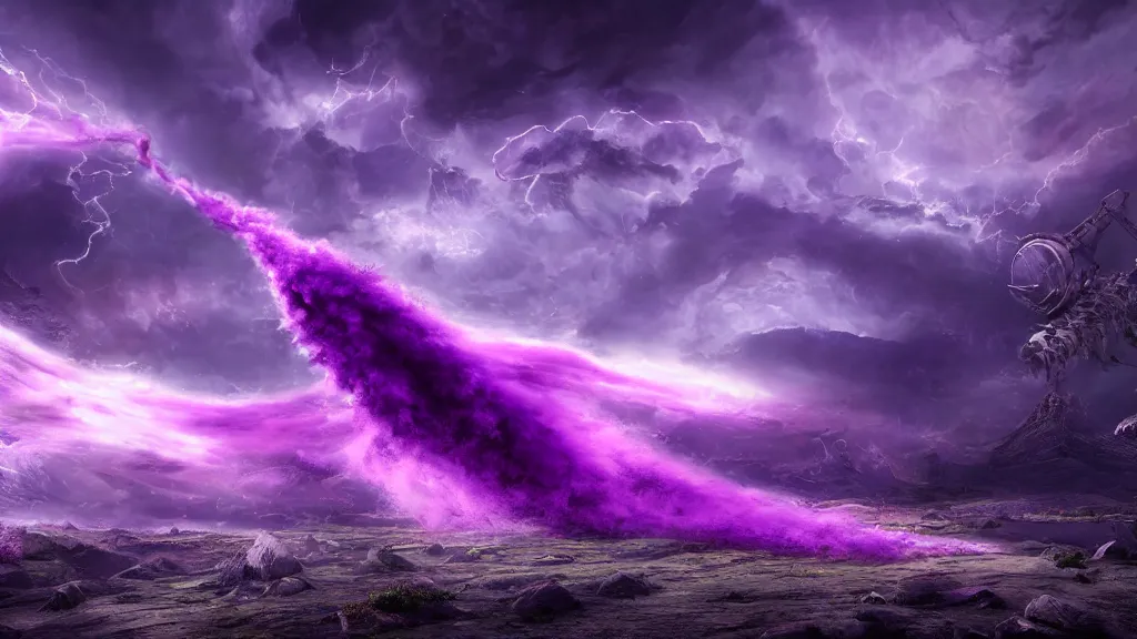 Image similar to a typical purple tornado, fantasy artwork, very very very beautiful scenery, hd, hdr, ue5, ue6, unreal engine 5, cinematic 4k wallpaper, 8k, ultra detailed, high resolution, artstation, award winning