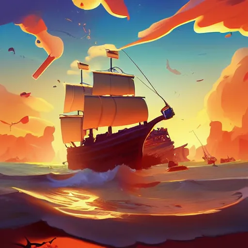 Image similar to painting treasure on sea of thieves game smooth median photoshop filter cutout vector, behance hd by jesper ejsing, by rhads, makoto shinkai and lois van baarle, ilya kuvshinov, rossdraws global illumination