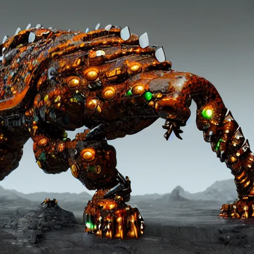 Image similar to hybrid of a cyborg dog and an agate golem kaiju, landscape agate, ultra detailed, 8 k, rule of thirds, professional lighting, unreal engine.