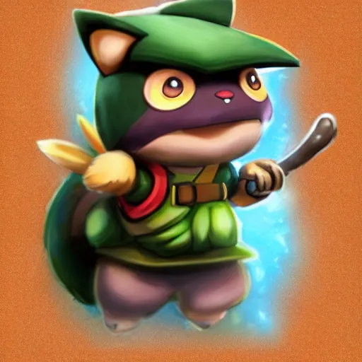 Prompt: teemo, a pokemon card of teemo, pokemon card scan