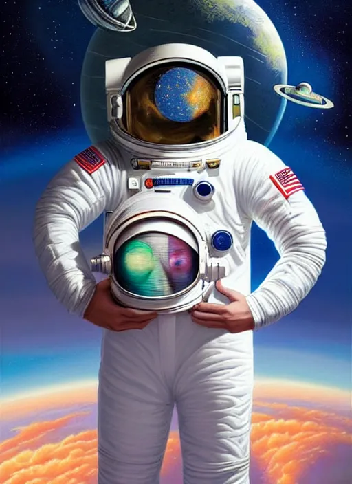 Prompt: an anthropomorphic crocodile astronaut in a white astronaut suit in space, pixar style by tristan eaton, artgerm, tom bagshaw