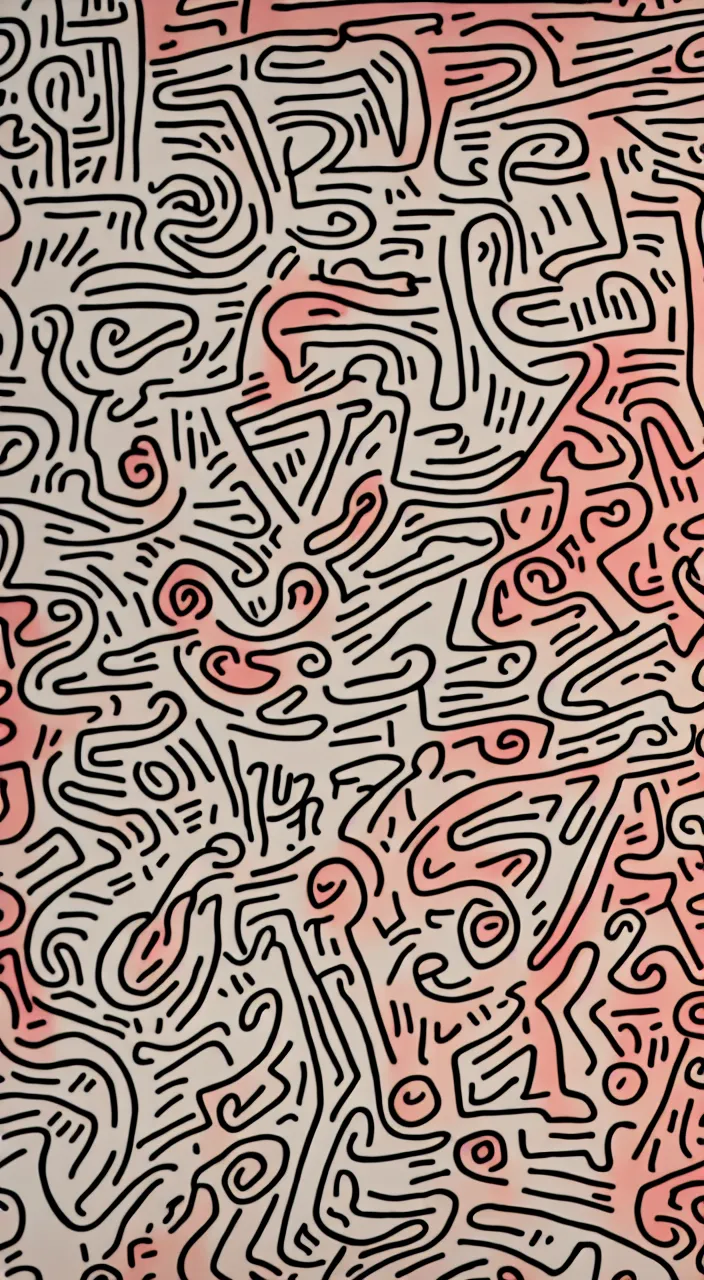 Prompt: larry david eating a bagel line drawing by keith haring. hyper - realistic, 8 k, hd