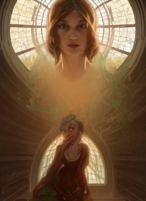 Image similar to perfectly - centered - portrait of a beautiful lady inside abandoned asylum, light comes from the window, intricate, highly detailed, digital painting, artstation, concept art, smooth, sharp focus, illustration, unreal engine 5, 8 k, art by artgerm and greg rutkowski and alphonse mucha