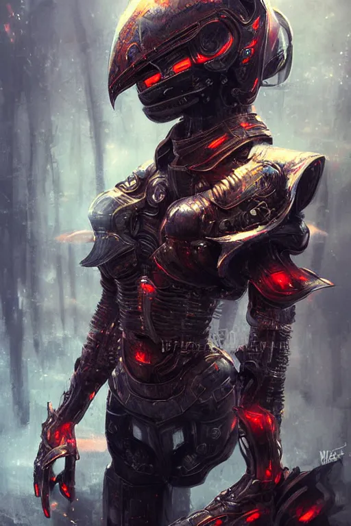 Prompt: Cybernetic Fire Armor, fantasy, magic, digital art by WLOP, highly detailed, illustration, bossfight, darksouls