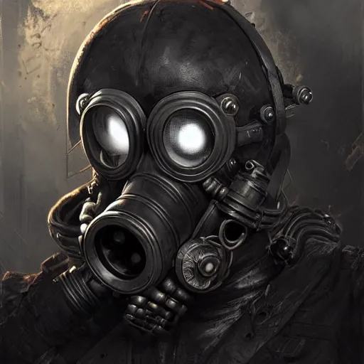 Image similar to commission of a man wearing a black helmet and a black gas mask,red glowing eyes,digital art,crazy detail,hyperdetailed,hyperrealistic,photorealistic,art by greg rutkowski,trevor henderson,artstation,deviantart,eerie,western comic style,comic,sharp lineart,fire coming from the gas mask
