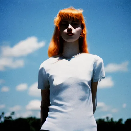 Prompt: realistic! photo of a balenciaga top, floating in sky, color film photography, 35mm