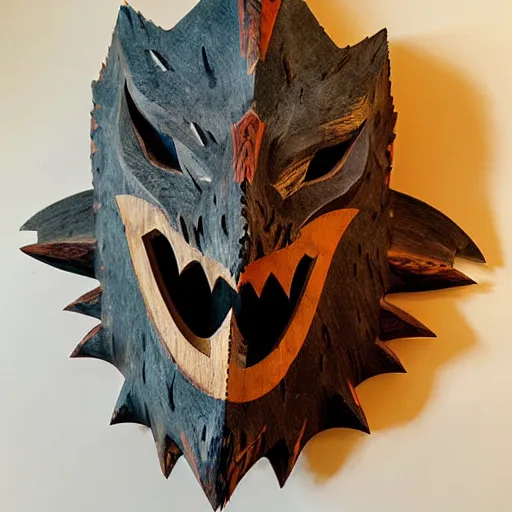 Prompt: monster hunter wooden mask