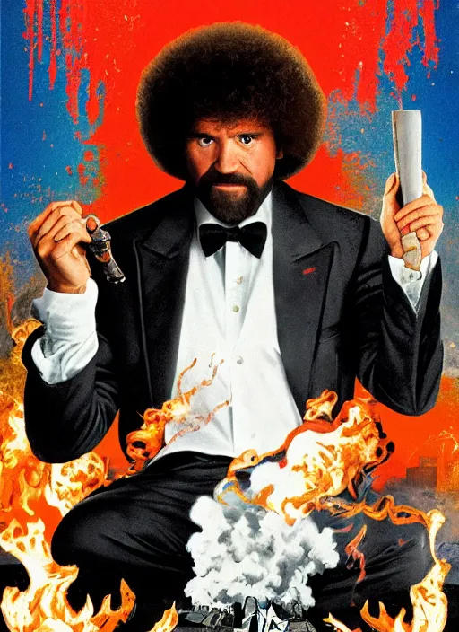 Image similar to Bob Ross as Scarface, Scarface movie poster