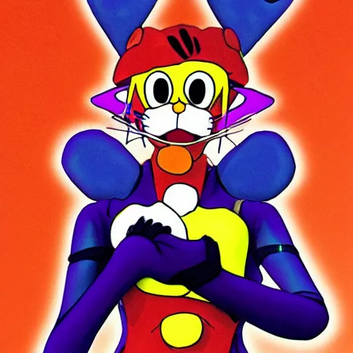 Image similar to Garfield as EVA-01, Neon Genesis Evangelion, anime
