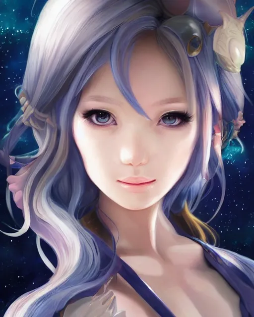 Prompt: portrait anime space cadet girl cute - fine - face, pretty face, realistic shaded perfect face, fine details. anime. realistic shaded lighting by nad 4 r and serafleur and rossdraws giuseppe dangelico pino and michael garmash and rob rey, iamag premiere, aaaa achievement collection, elegant, fabulous, eyes open in wonder