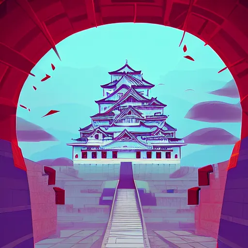 Prompt: himeji castle by petros afshar and anton fadeev