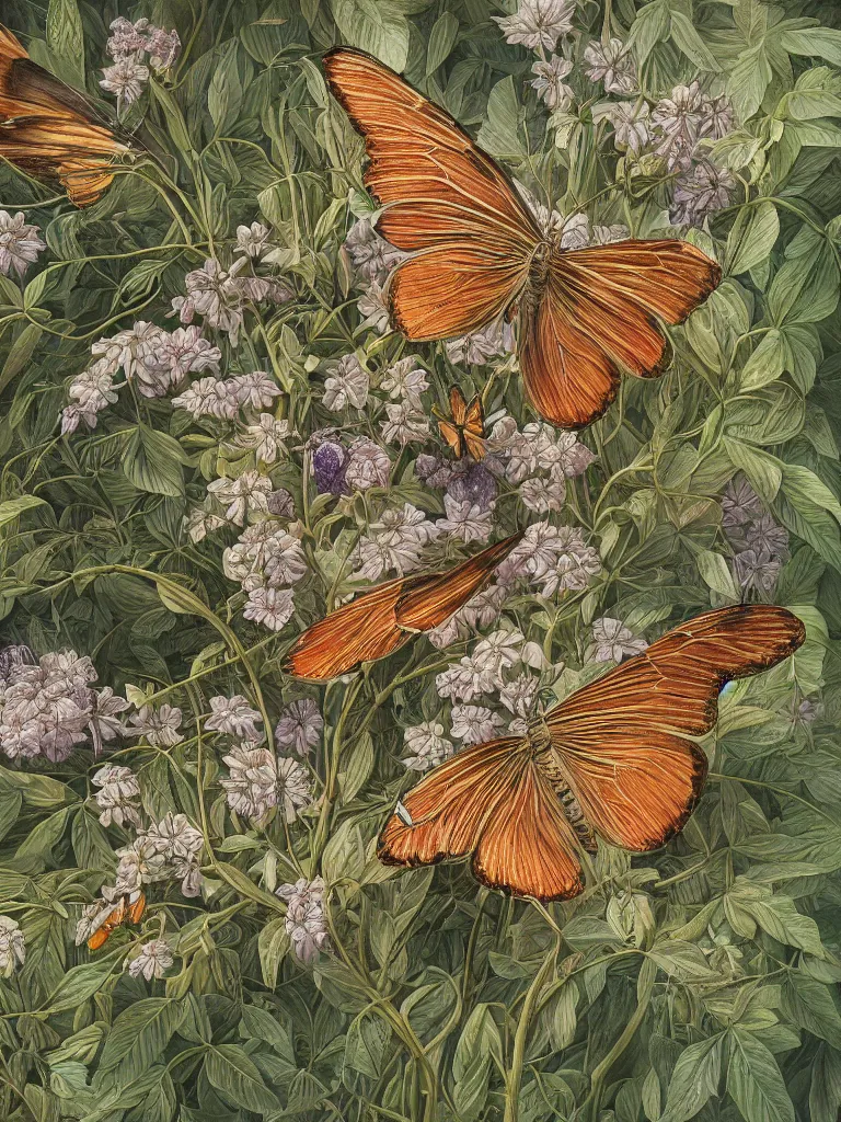 Prompt: an accurate and detailed scientific botanical illustration of a butterfly, intricate details, aesthetically pleasing and harmonious natural colors, art by tiffany bozic, impressionism, detailed