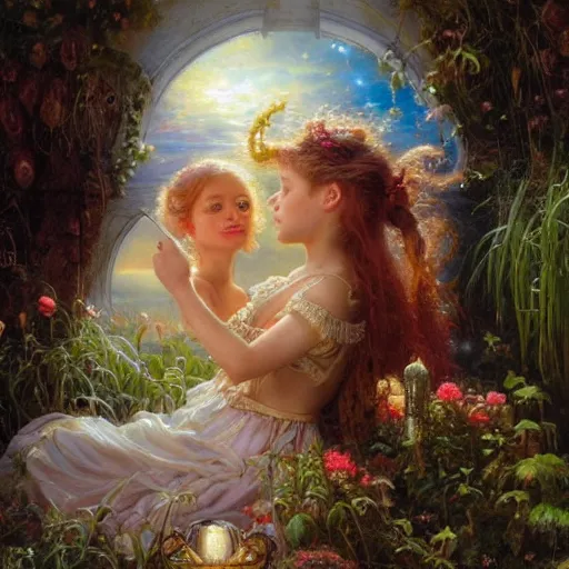 Image similar to Lilia Alvarado, Sophie Anderson, Mark Arian, Bob Byerley, Charlie Bowater, Mark Brooks, Steve Henderson, Justin Gerard, Arthur Hughes, Edward Robert Hughes, Mark Keathley, Victor Nizovtsev, Carlos Shwabe, Ross Tran