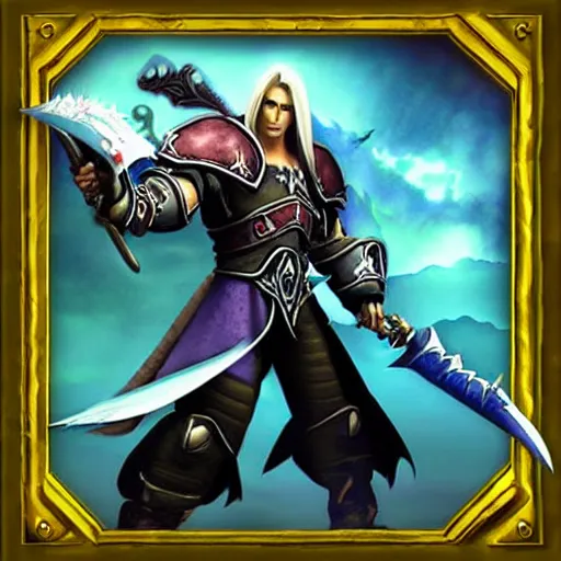 Prompt: warcraft 3 icon of sephiroth