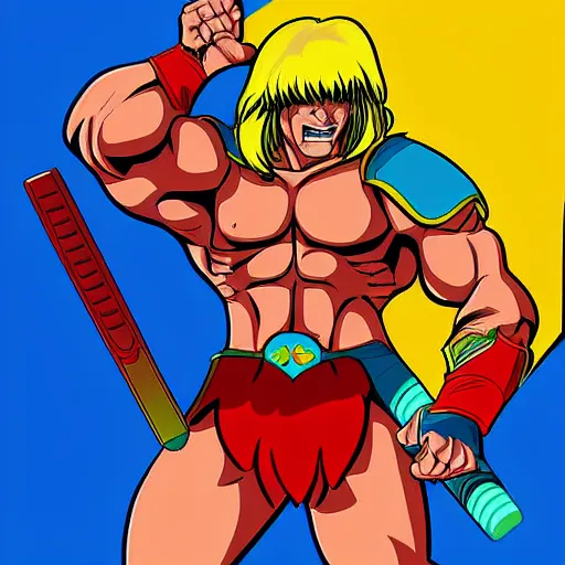 Image similar to he - man digital painting, highly detailed, anime