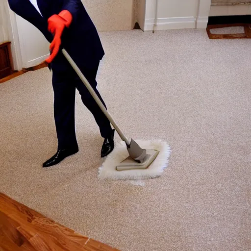 Prompt: Trump cleaning floors