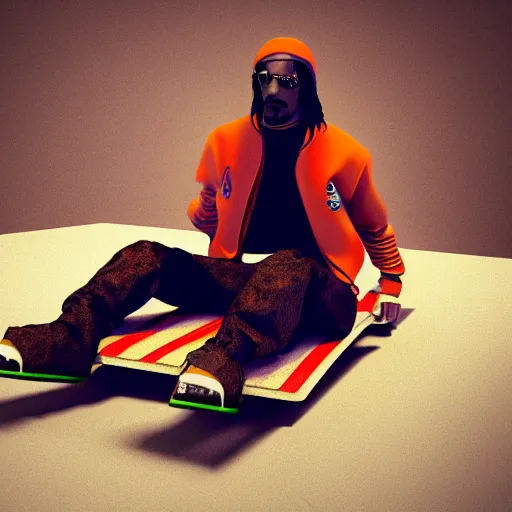 Image similar to Snoop Dog on the skateboard, octane render, V-Ray, blender, studio lighting, 8k, trending on ArtStation,