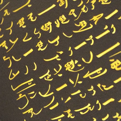 Prompt: script that is a fusion between kanji and arabic