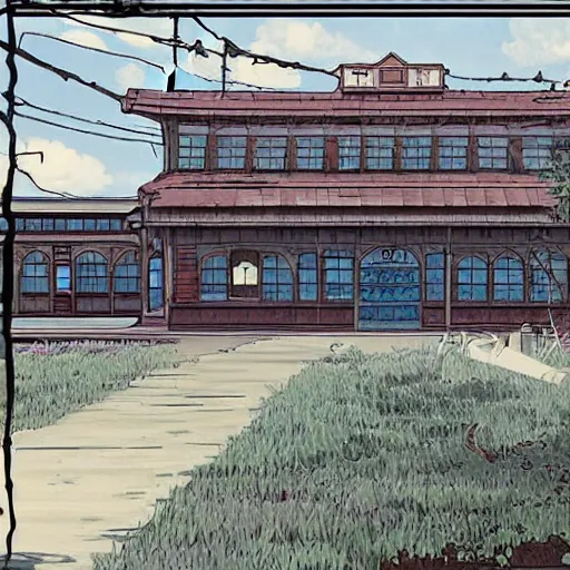 Image similar to lost train station, anime style, studio ghibli