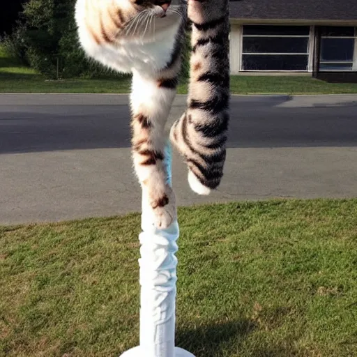 Prompt: photo of anthropomorphic cat pole dancing