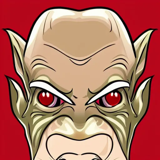 Prompt: a goblin face illustration, cartoon, vector art